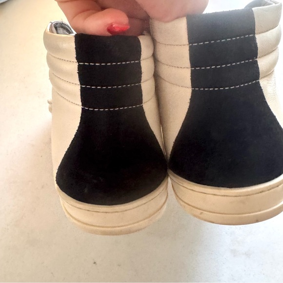 P448 MENS Skate Leather Two Tone High Top Sneakers White Black Size 11.5/45 - Picture 6 of 10